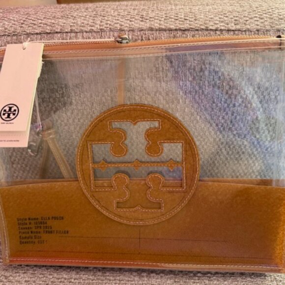 Tory Burch "Ella" clear pouch bag in clear TPU with front - Picture 2 of 2